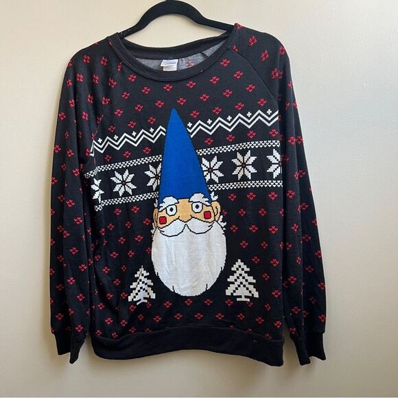 Freeze black and red Christmas Gnome crew neck sweater Size M - Picture 1 of 4
